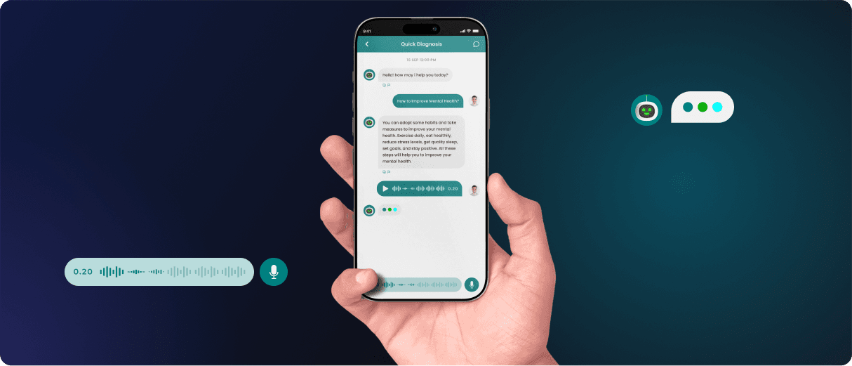 Mashwara AI Quick Diagnosis chat with voice intake