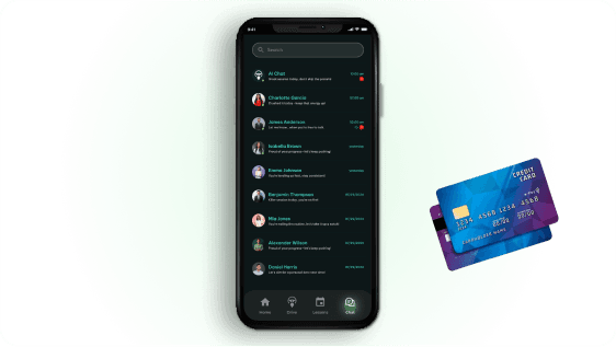 QuickSilver chat list alongside secure card payment