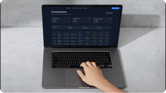 ShippingX transactions screen — incoming and outgoing funds with escrow status